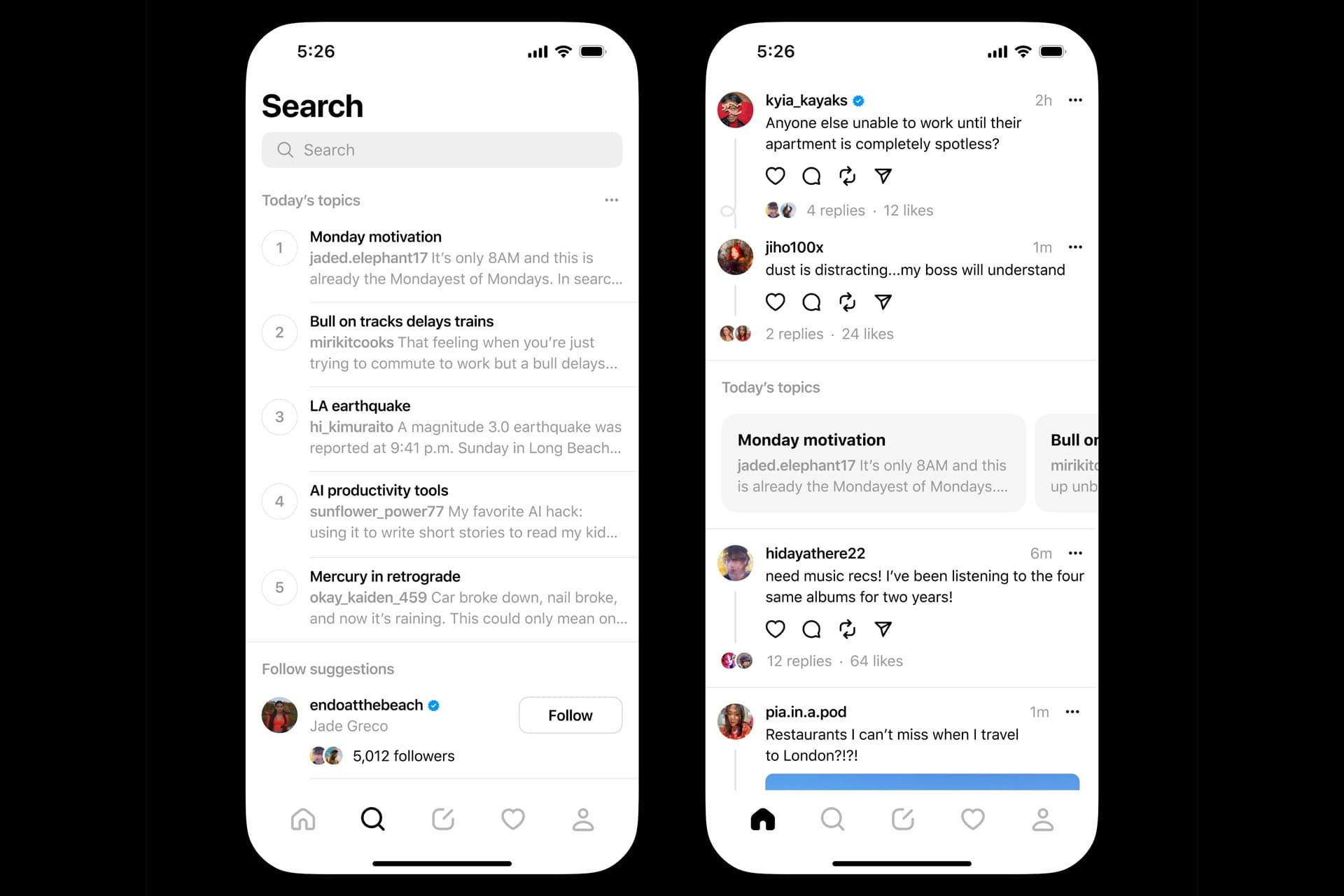 صفحه‌ی موضوعات ترند در شبکه اجتماعی تردز
