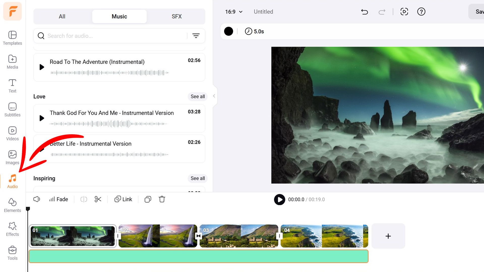 بهترین ابزارهای هوش مصنوعی برای تبدیل عکس به فیلم_سمسون 24 نماد Audio برای افزودن آهنگ به تصویر