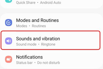 انتخاب Sounds and Vibration در گوشی سامسونگ