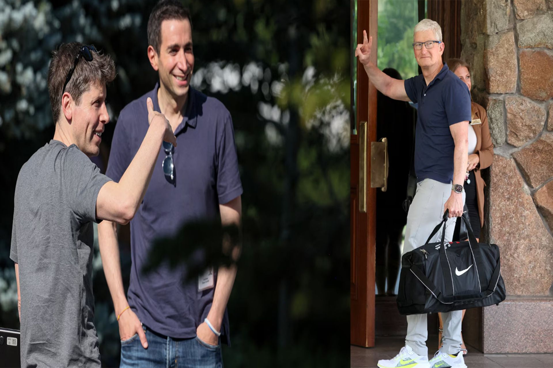 سه مرد در حال تکان دادن دست 