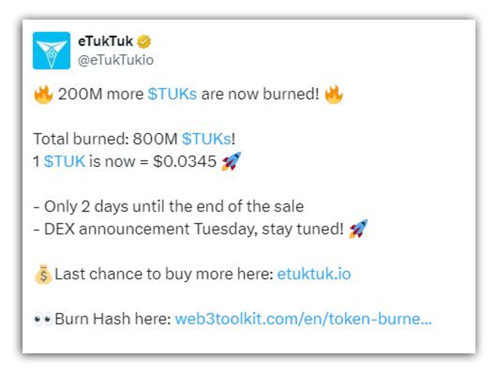 توییت پروژه Etuktuk