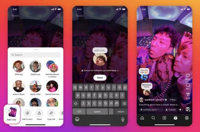 کاربران اینستاگرام می‌توانند نوت‌های موقت روی ریل‌ها و پست‌ها قرار دهند