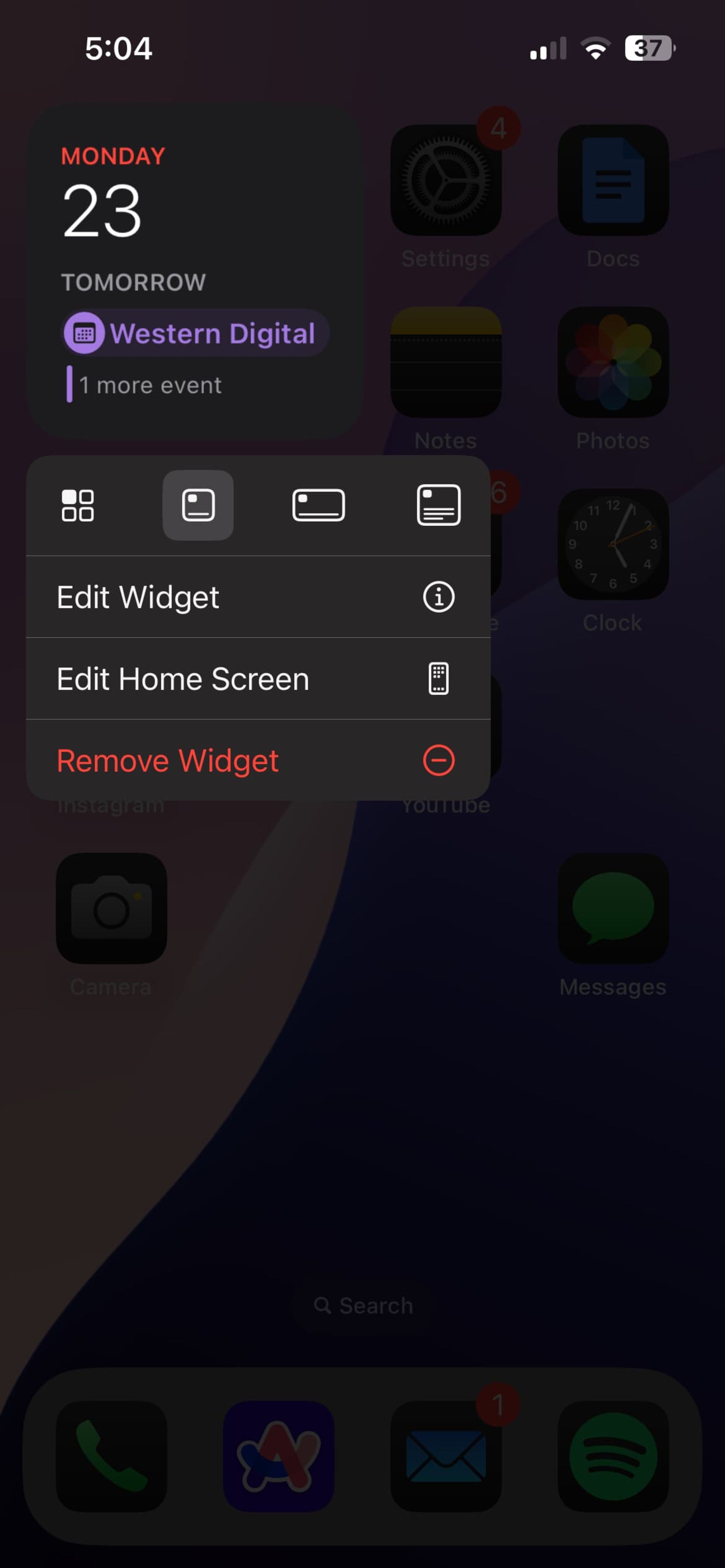 مرور iOS ۱۸: شخصیسازی گسترده هوماسکرین، کنترلسنتر و قفلشاشه بدون هوش مصنوعی اپل 4 تغییر سایز ویجت از هوماسکرین در iOS 18