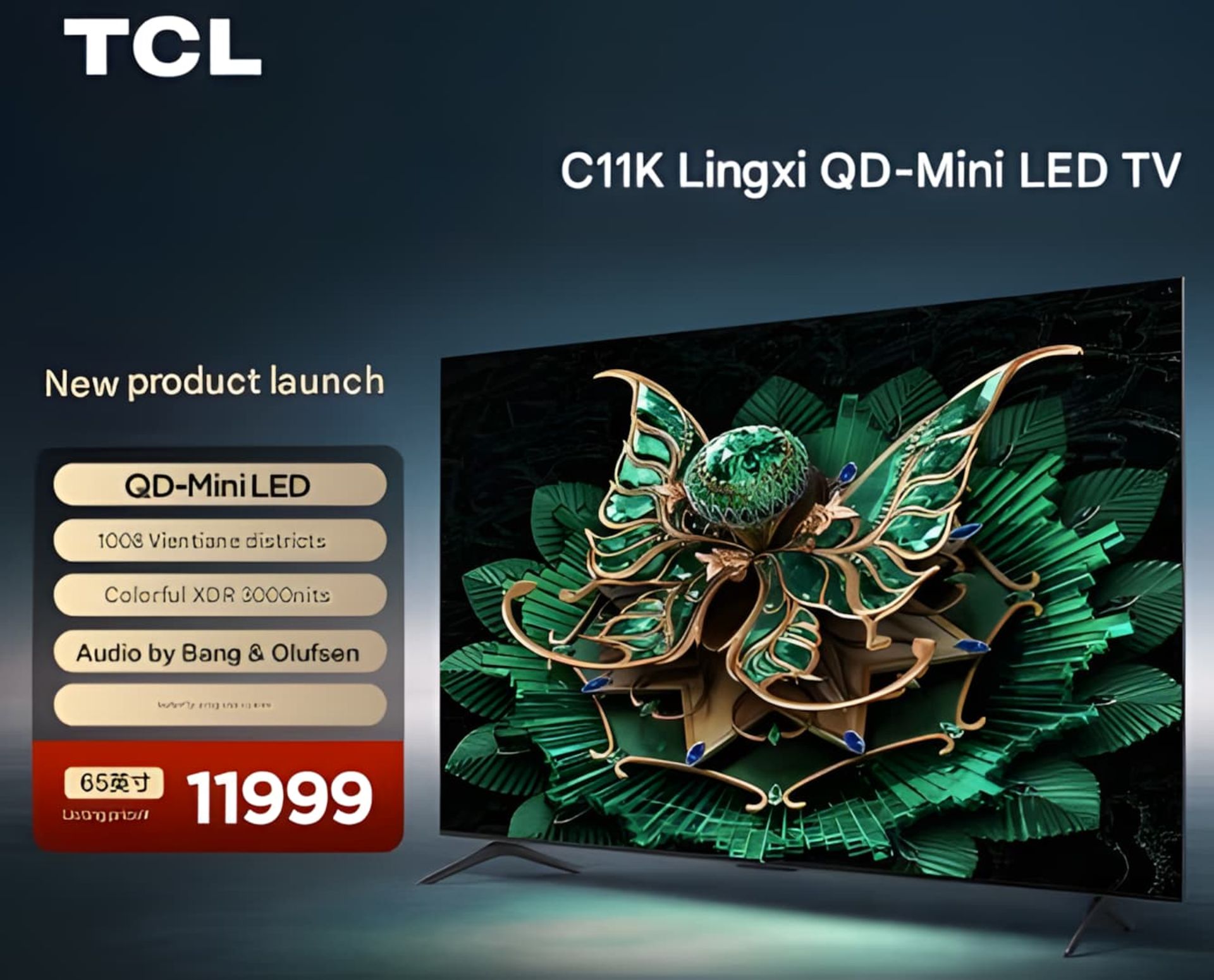 تلویزیون پیشرفته تازه TCL با روشنایی دیدنی، نرخ نوسازی سریع و هوش مصنوعی معارفه شد_سمسون 6 یک تلویزیون از نمای سه رخ با برخی از مشخصات آن در کنارش