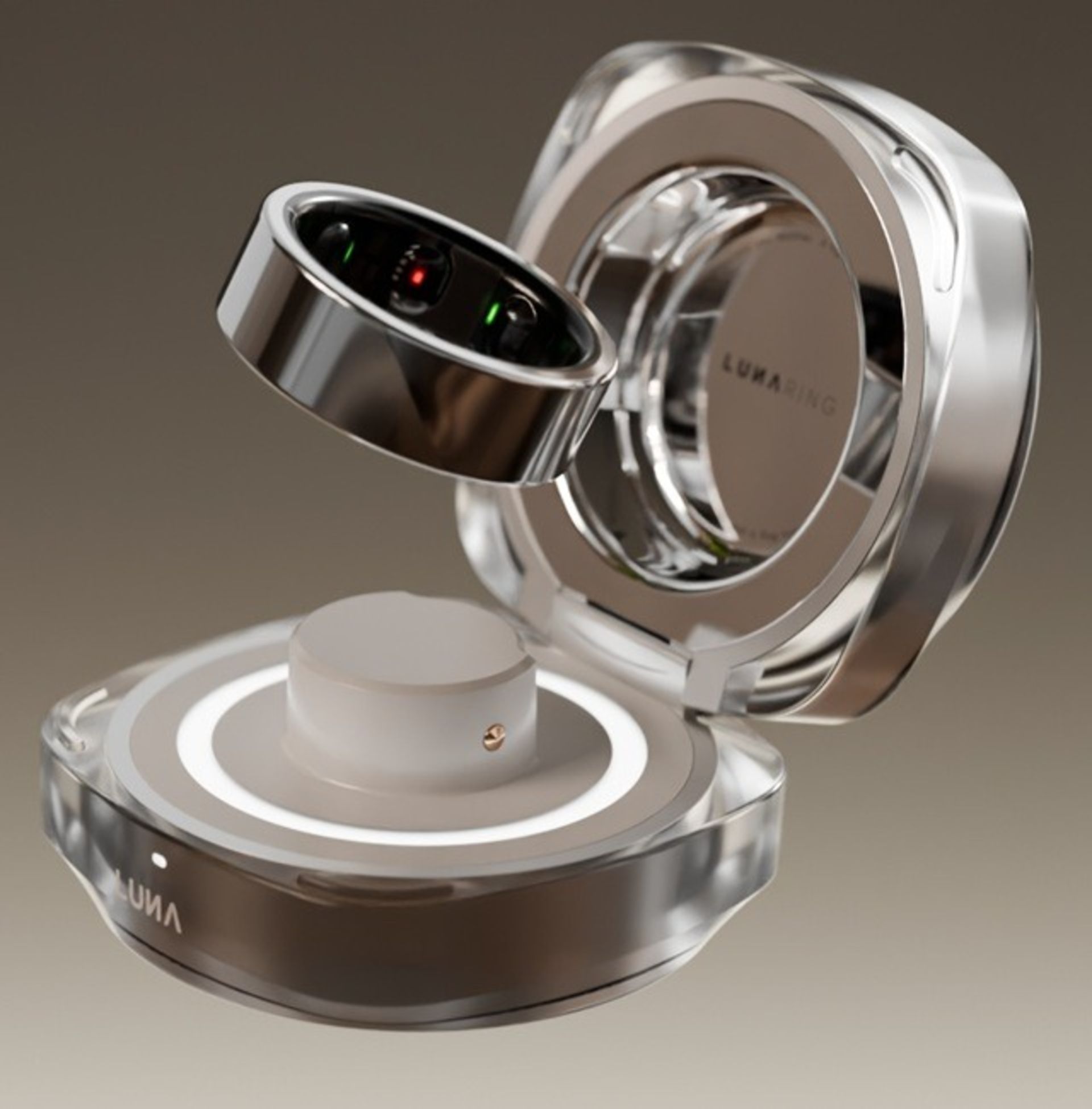 نسل تازه حلقه هوشمند «نویز لونا رینگ» با هوش مصنوعی پیشرفته در نمایشگاه CES 2025 رونمایی شد_سمسون 4 حلقهی هوشمند لونا رینگ ۲ داخل کیس شارژ