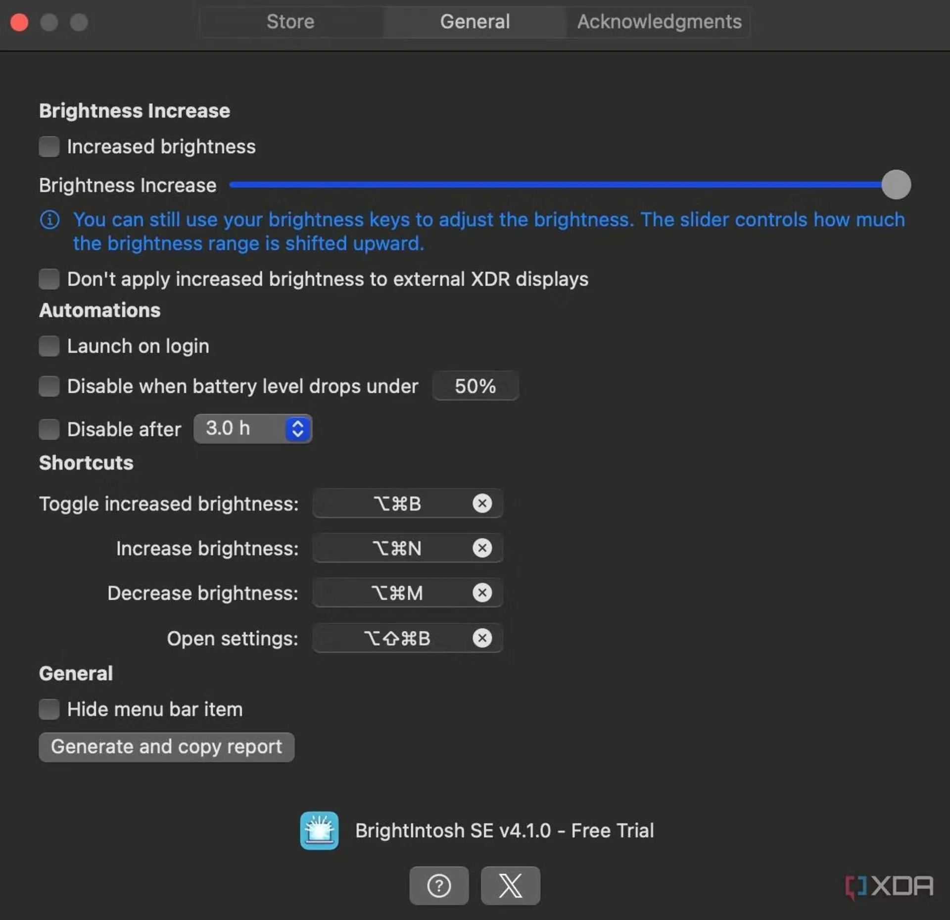 تنظیمات Brightntosh مک بوک
