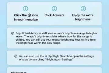 تنظیمات Brightntosh مک بوک