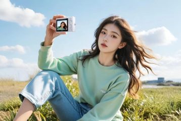 دوربین C55 لنوو در دست دختر جوان