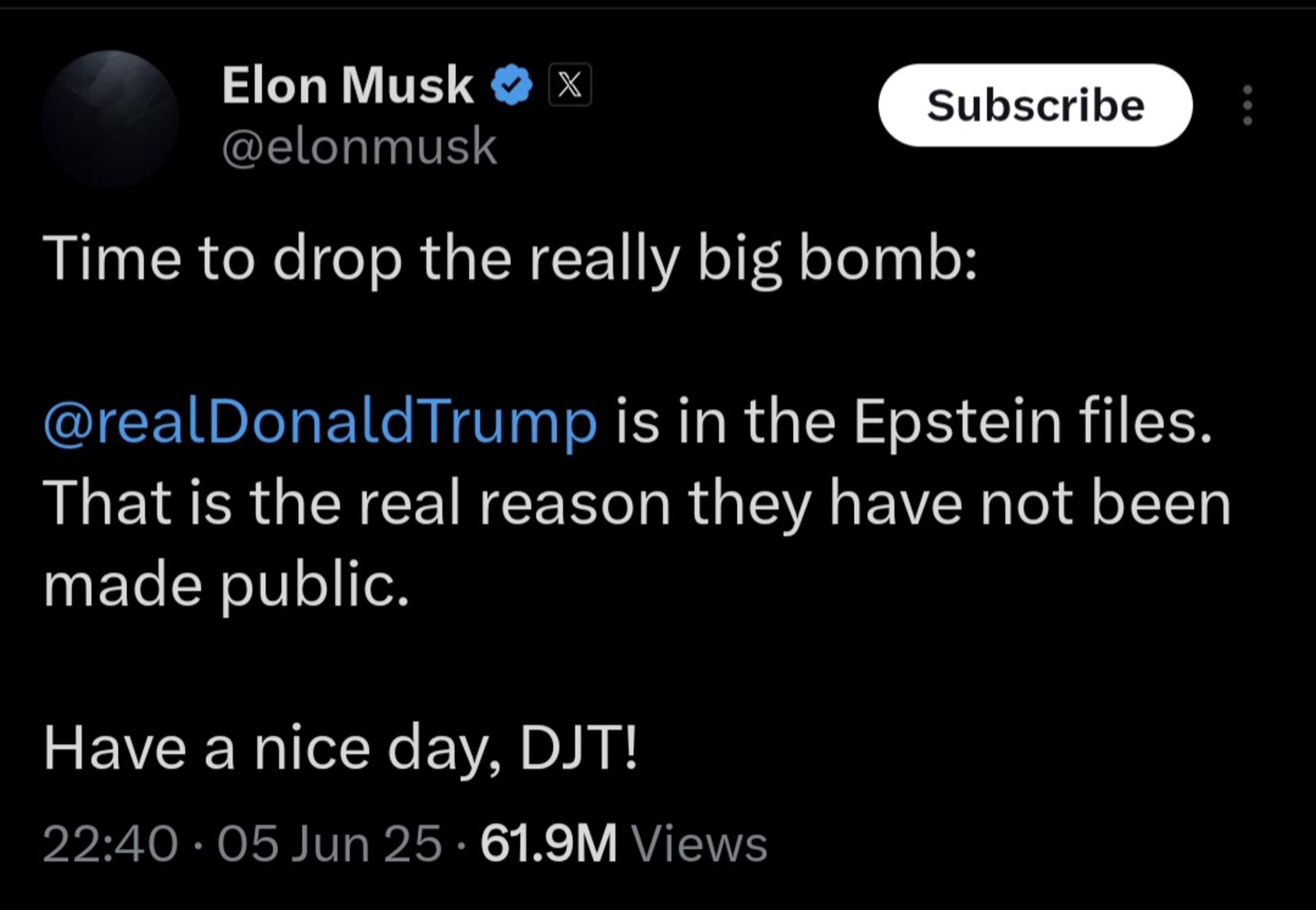 ادعای ایلان ماسک علیه ترامپ مبنی‌بر حضور در پرونده‌ی اپستین