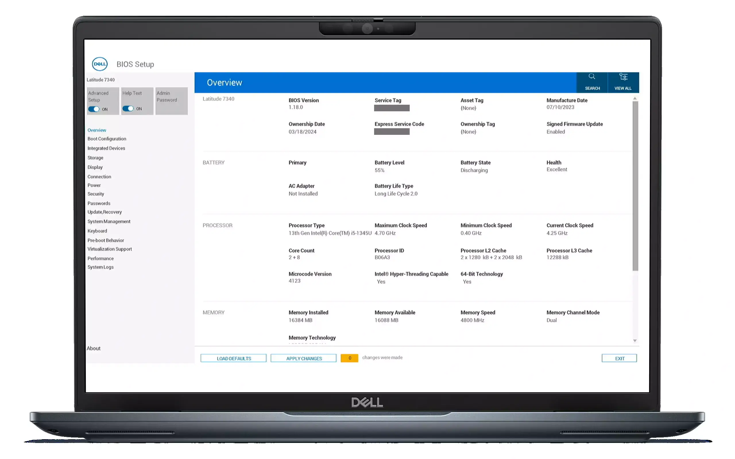 بازدید سلامت باتری لپ تاپ دل: نحوه تست حالت باتری در ویندوز_سمسون 6 بررسی سلامت باتری در BIOS/UEFI