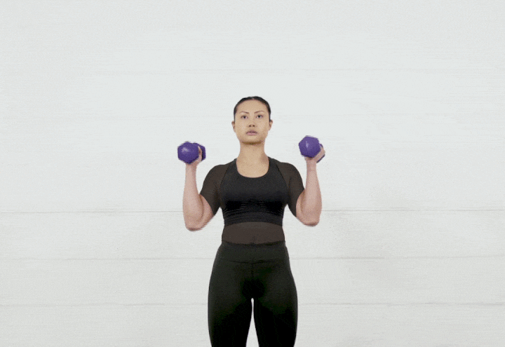 حرکات بدنسازی با دمبل؛ ۲۷ تمرین و انواع حرکات با دمبل_سمسون 66 ورزش با دمبل - پرس سرشانه
