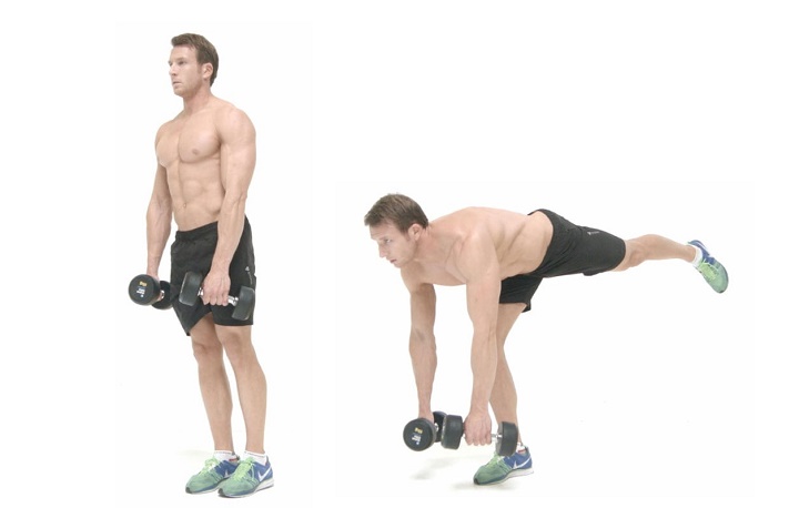 حرکات بدنسازی با دمبل؛ ۲۷ تمرین و انواع حرکات با دمبل_سمسون 83 ورزش با دمبل - ددلیفت دمبل تک پا